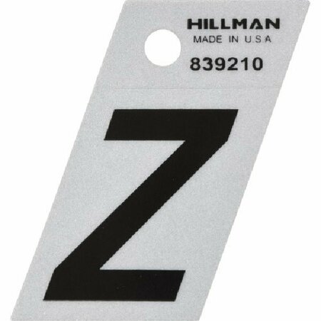 HILLMAN Letter, Character: Z, 1-1/2 in H Character, Black Character, Silver Background, Mylar 839210